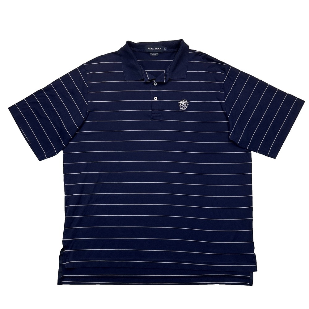 VTG Y2K Polo Golf Ralph Lauren Wolf Run Country Club Polo XL Navy Pinstripe